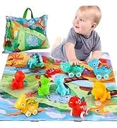 Jiexunda  Baby Toy Car Dinosaur Toy Pull Back Car Dino Cars with Play Mat Storage Bag for Over 2 3 4 5 Years Old  Kids