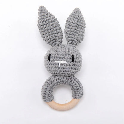 1PC Baby Ratter Toys Newborn Amigurumi Teether Wooden Teether Crochet Animals BPA Free Rattle Toy Baby Rattles Gifts For Newborn
