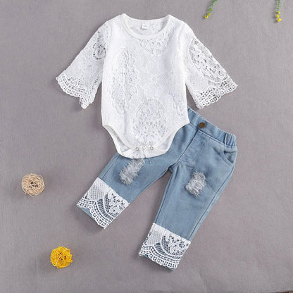 Baby Girls Lace Romper Set