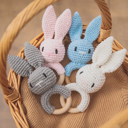 1PC Baby Ratter Toys Newborn Amigurumi Teether Wooden Teether Crochet Animals BPA Free Rattle Toy Baby Rattles Gifts For Newborn
