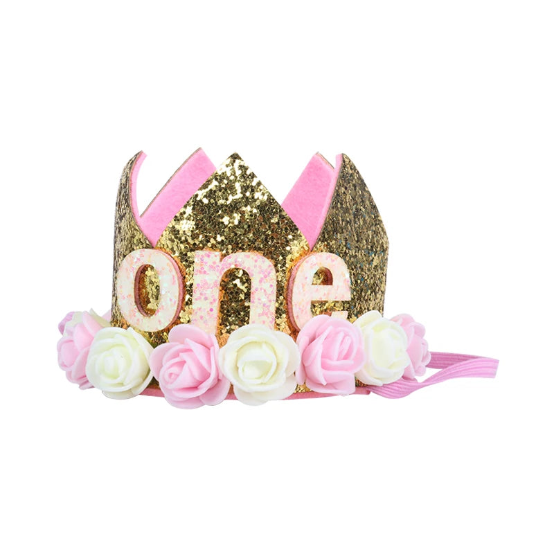Baby Birthday Party Hat Crown 1 2 3 Year Baby Girl Princess Crown Headband Baby Shower First 1st Happy Birthday Party Decor kids