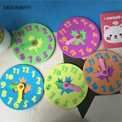 1 Piece 3-6 years old Kids DIY Eva Clock Learning Education Toys Fun Jigsaw Puzzle Game for Children Baby Toy Gifts Random