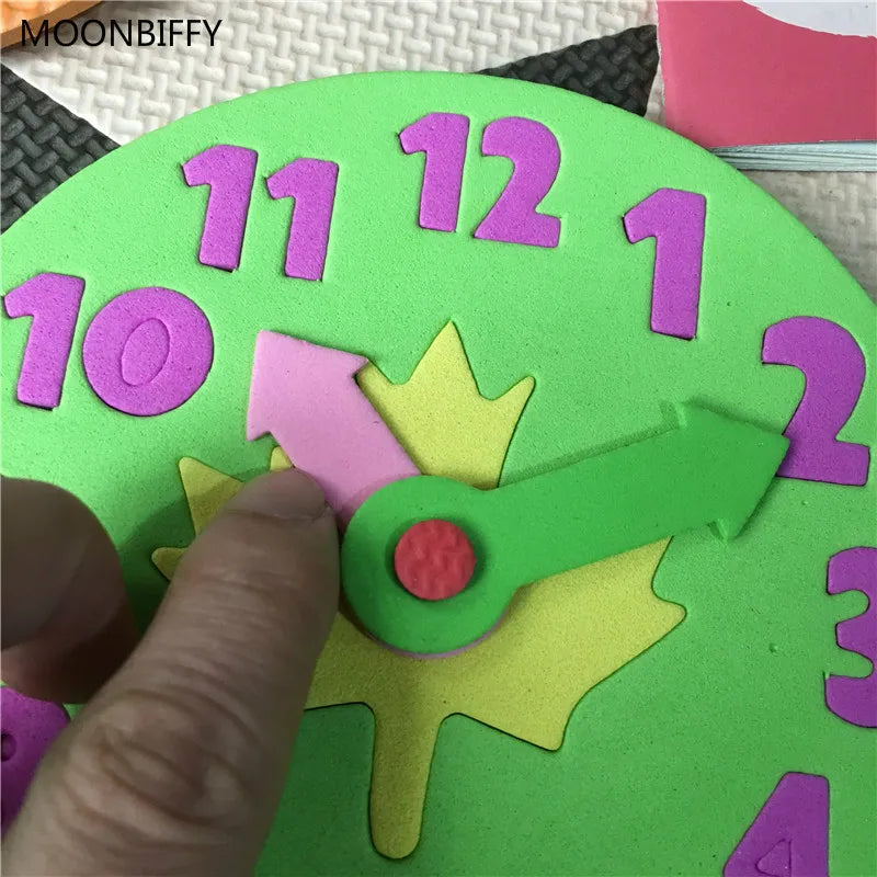 1 Piece 3-6 years old Kids DIY Eva Clock Learning Education Toys Fun Jigsaw Puzzle Game for Children Baby Toy Gifts Random