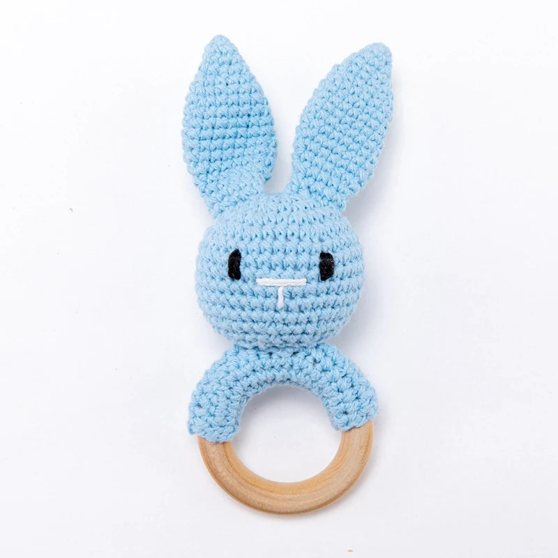 1PC Baby Ratter Toys Newborn Amigurumi Teether Wooden Teether Crochet Animals BPA Free Rattle Toy Baby Rattles Gifts For Newborn