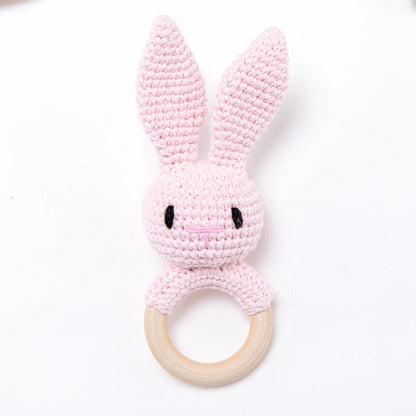 1PC Baby Ratter Toys Newborn Amigurumi Teether Wooden Teether Crochet Animals BPA Free Rattle Toy Baby Rattles Gifts For Newborn