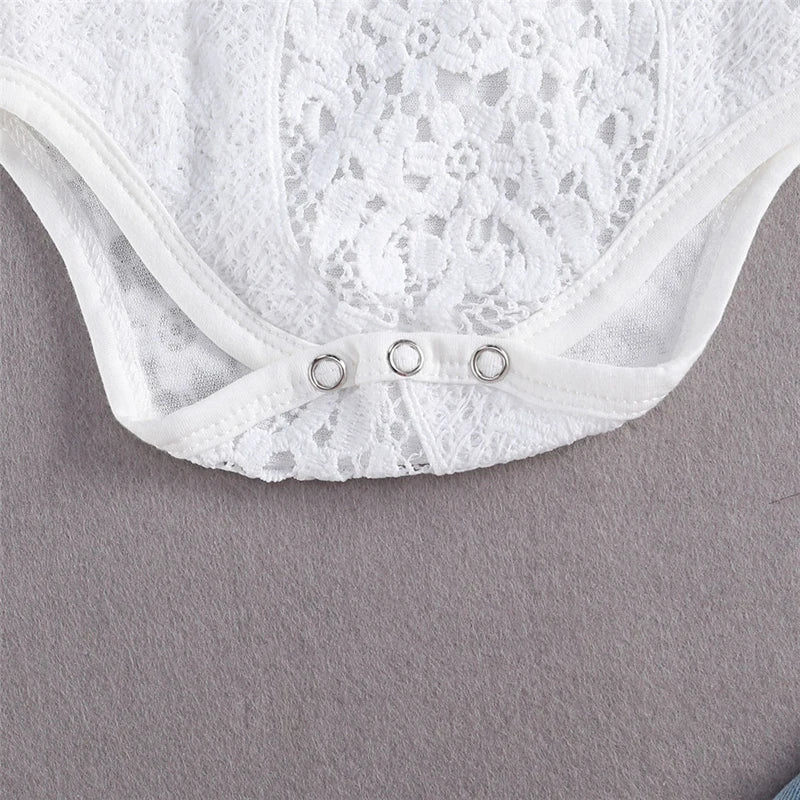 Baby Girls Lace Romper Set