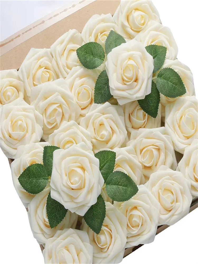 25pcs Artificial Flowers, Fake Flowers Roses W/stem For DIY Wedding Bouquets Centerpieces Arrangements Party Home Decorations