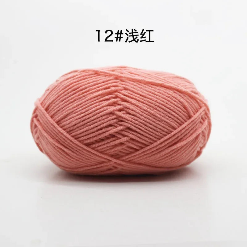 Likeecords 4-Strand  Milk Cotton Knitting Wool Yarn 60g/roll Soft Baby Yarn For Crochet Craft Sweater Hat Dolls