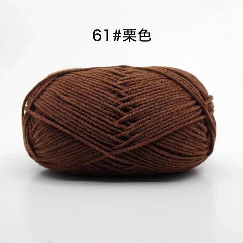 Likeecords 4-Strand  Milk Cotton Knitting Wool Yarn 60g/roll Soft Baby Yarn For Crochet Craft Sweater Hat Dolls