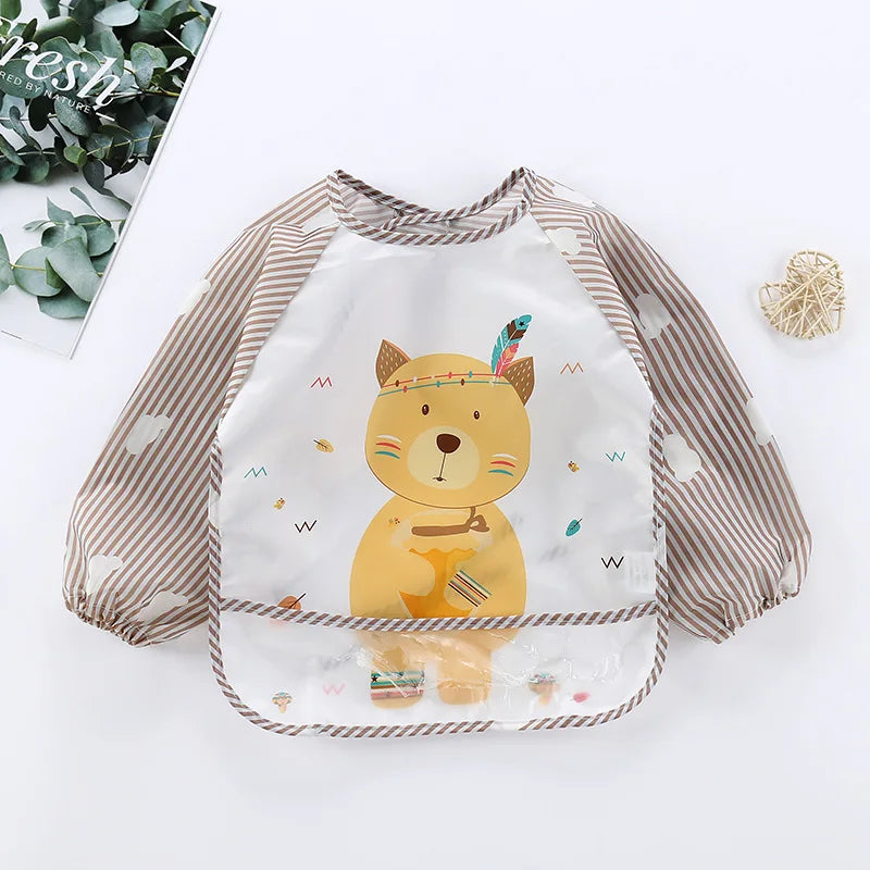 Waterproof EVA Full Sleeve Baby Bibs Children Apron Long Sleeve Feeding Smock Kids Eating Breastplate Infant Scarf Clothing