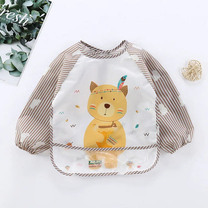 Waterproof EVA Full Sleeve Baby Bibs Children Apron Long Sleeve Feeding Smock Kids Eating Breastplate Infant Scarf Clothing