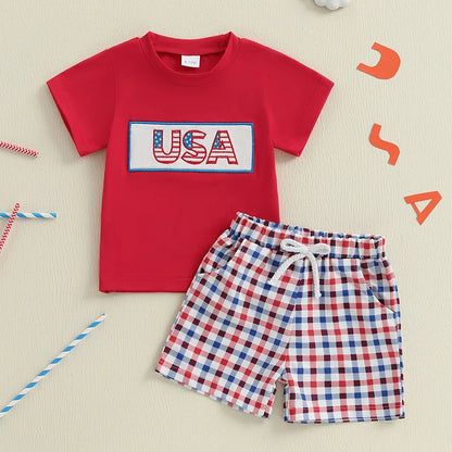 Toddler Patriotic Embroidered Outfit