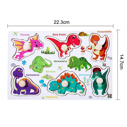 ﻿﻿Montessori Wooden Hand Grab Boards Baby Educational Cartoon Vehicle Animals Fruits 3D Puzzles Kids Early Education Toys TMZ﻿