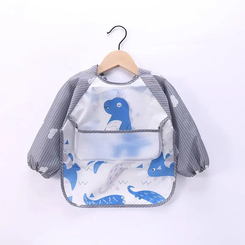 Waterproof EVA Full Sleeve Baby Bibs Children Apron Long Sleeve Feeding Smock Kids Eating Breastplate Infant Scarf Clothing