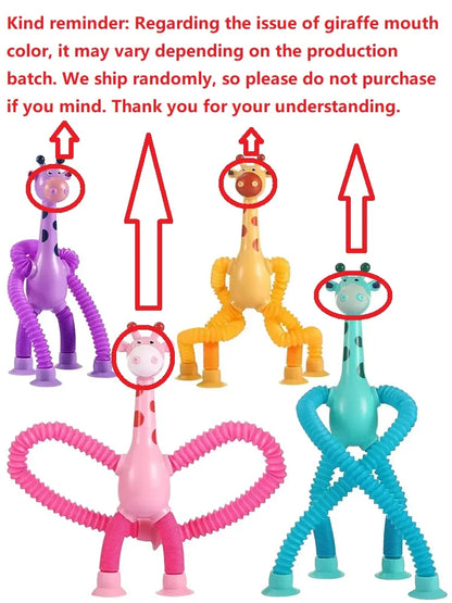 Children Suction Cup Toys Pop Tubes Stress Relief Telescopic Giraffe Hand Toys Sensory Bellows Toys Anti-stress Squeeze Toy Gift