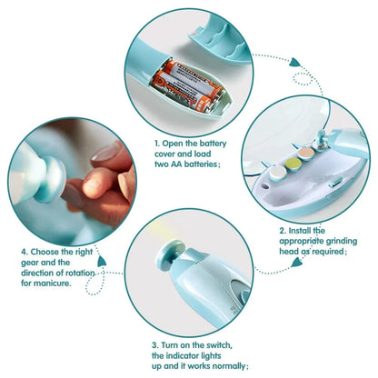 Baby Electric Nail Trimmer Kid Nail Polisher Tool Baby Care Multifunctional Fingernail Cutter Trimmer Infant Manicure Set
