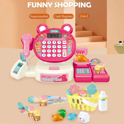 Kids Cash Register Playset with Shopping Cart and Accessories