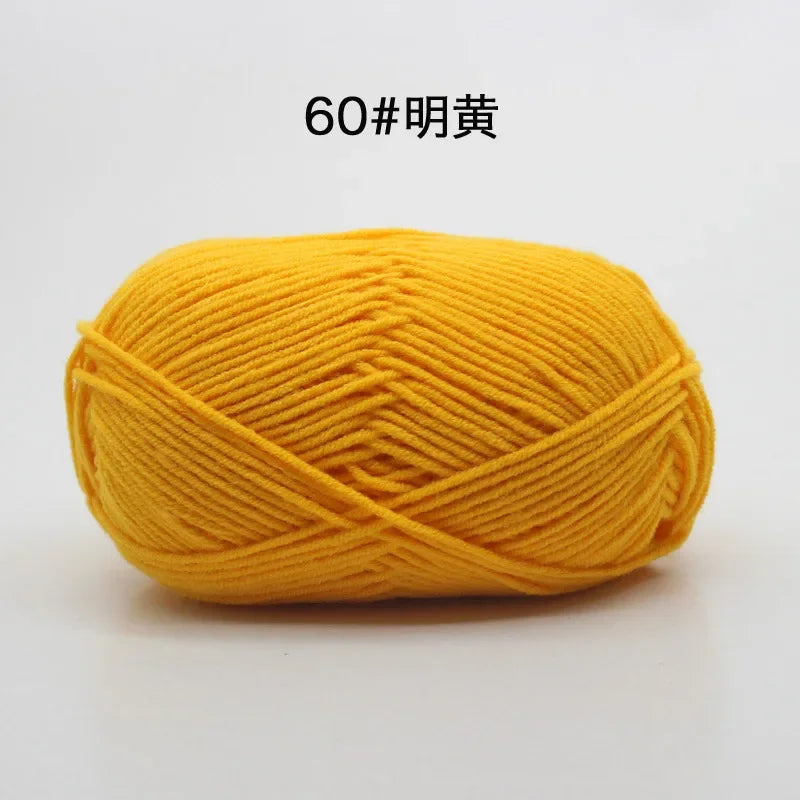 Likeecords 4-Strand  Milk Cotton Knitting Wool Yarn 60g/roll Soft Baby Yarn For Crochet Craft Sweater Hat Dolls