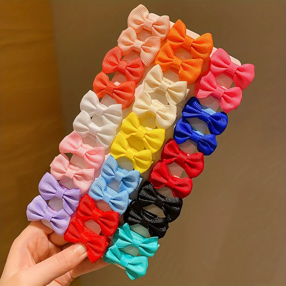 30/90Pcs Cute Dopamine Color Fabric Hairpins for Little Girls Cute Bow Hair Accessories