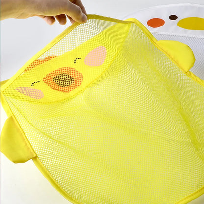 QWZ New Cartoon Duck Baby Bathroom Mesh Bag Sucker Design For Bath Toys Kids Animal Shapes Cloth Sand Toys Storage Net Bag