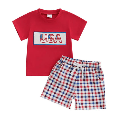 Toddler Patriotic Embroidered Outfit