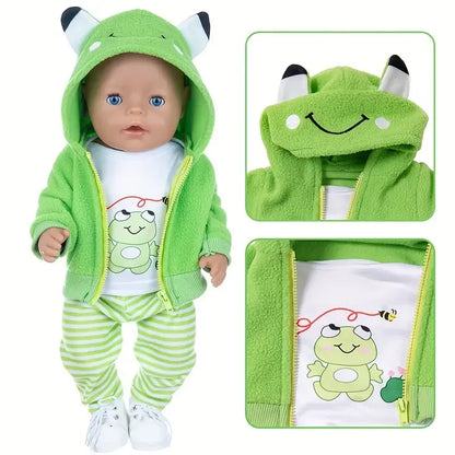 43 cm Doll Outfits for 17-18Inch Dolls Baby Born Doll Cute Jumpers Rompers Suit+Shoes Warm Clothes on A Doll Baby Christmas Gift