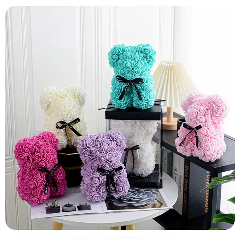 1PC Artificial Flower Eternal Rose Teddy Bear Mother's Day Birthday Valentine's Day Anniversary Gift Home Decoration