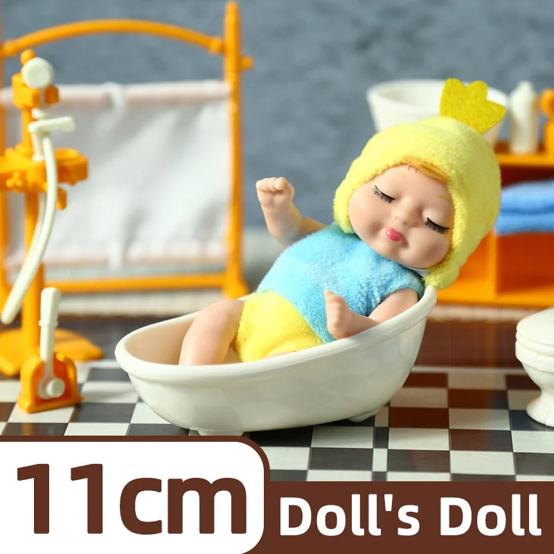 1/6 Pcs 4 Inch Mini Reborn Baby Dolls Toy Set Realistic Baby Doll with Cute Animal Clothes Gifts for Birthday Christmas Exquisit