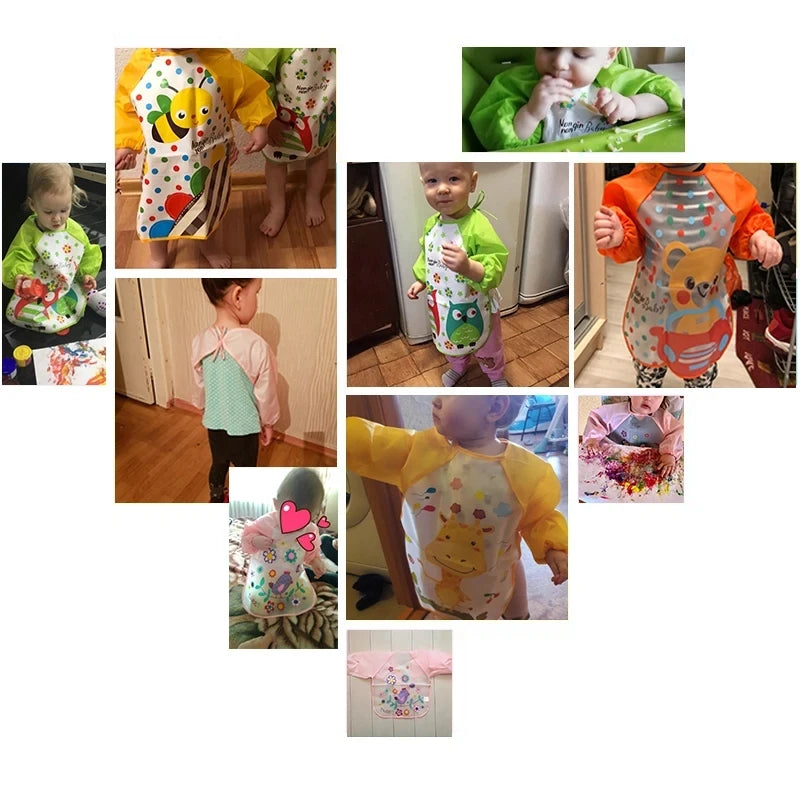 Waterproof EVA Full Sleeve Baby Bibs Children Apron Long Sleeve Feeding Smock Kids Eating Breastplate Infant Scarf Clothing
