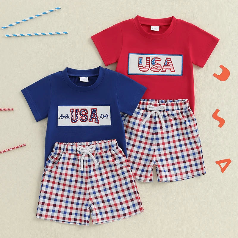 Toddler Patriotic Embroidered Outfit