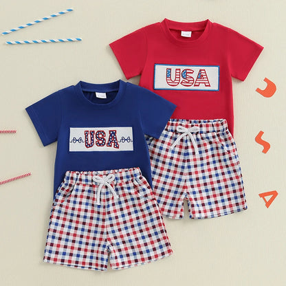 Toddler Patriotic Embroidered Outfit