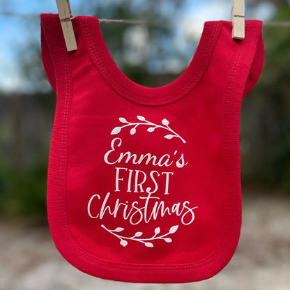 Personalized name First Christmas Baby Bib New Year gifts for newborns Winter holiday baby atmosphere accessories Baby shower