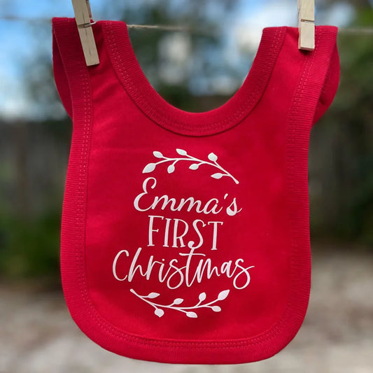 Personalized name First Christmas Baby Bib New Year gifts for newborns Winter holiday baby atmosphere accessories Baby shower