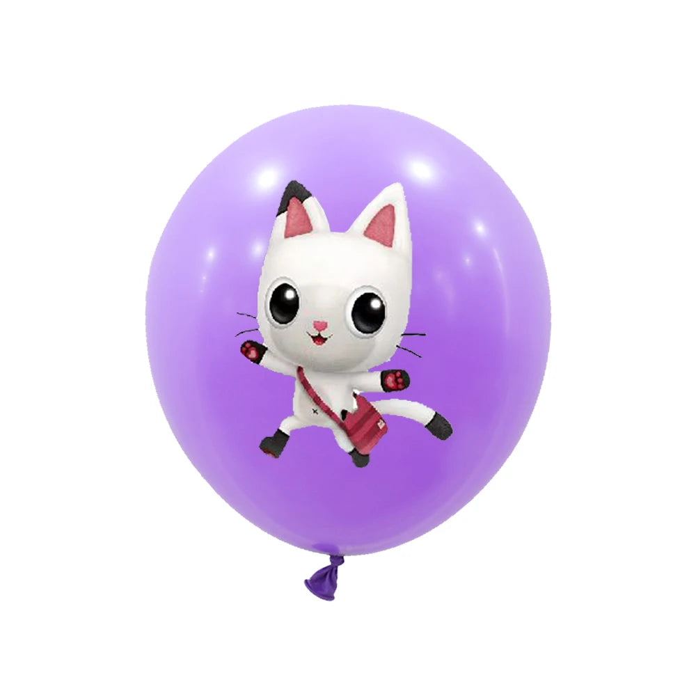 15pcs 12 Inch Gabby Dollhouse Cat Latex Sequin Balloon Set Baby Shower Party Balloon Decoration Girl Birthday Party Supplies