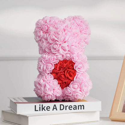 1PC Artificial Flower Eternal Rose Teddy Bear Mother's Day Birthday Valentine's Day Anniversary Gift Home Decoration