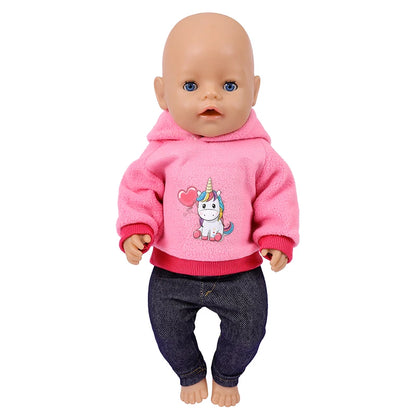 43 cm Doll Outfits for 17Inch Dolls Baby Born Doll Cute Jumpers Rompers Suit+Shoes Warm Clothes on A Doll Baby Christmas Gift