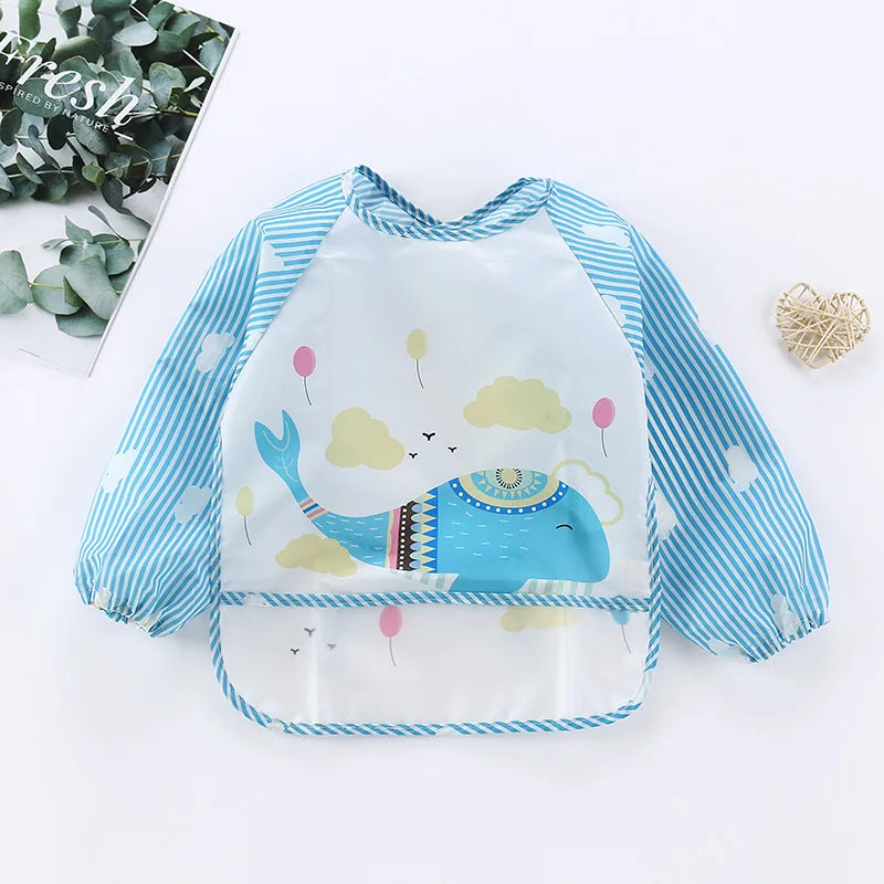 Waterproof EVA Full Sleeve Baby Bibs Children Apron Long Sleeve Feeding Smock Kids Eating Breastplate Infant Scarf Clothing