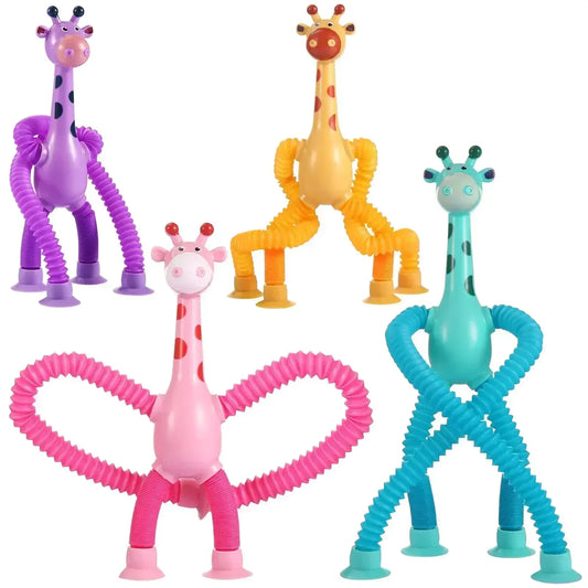 Children Suction Cup Toys Pop Tubes Stress Relief Telescopic Giraffe Hand Toys Sensory Bellows Toys Anti-stress Squeeze Toy Gift