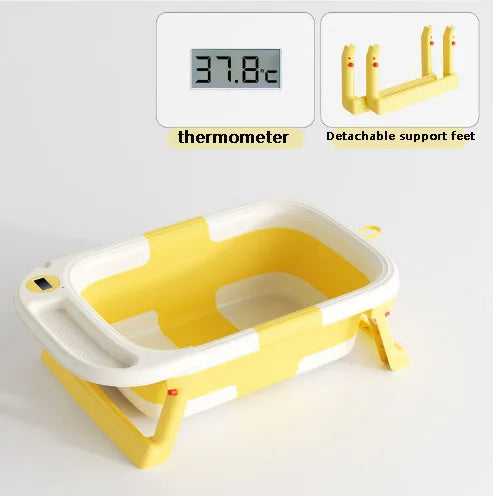 Baby Bathtub,Baby Bath Tub with Soft Cushion & Thermometer,Baby Bathtub Newborn to Toddler 0-36 Months,Portable Travel Baby Tub