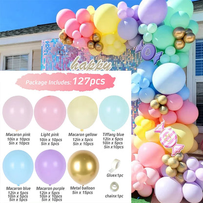 Colorful Macaron Balloons Garland Arch Kit Wedding Birthday Party Decor Kids Birthday Wedding Supplies Latex Ballon Baby Shower