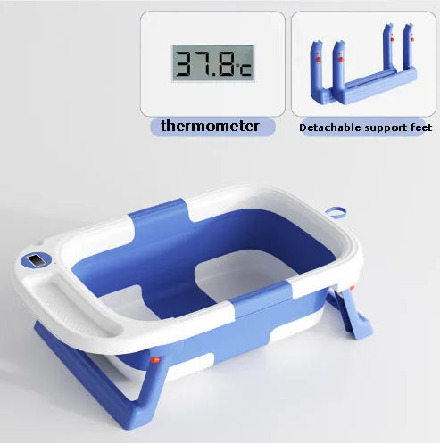 Baby Bathtub,Baby Bath Tub with Soft Cushion & Thermometer,Baby Bathtub Newborn to Toddler 0-36 Months,Portable Travel Baby Tub