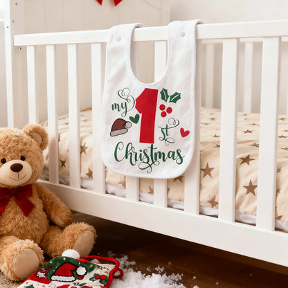 My First Christmas Bib 1st Baby Cake Smash Bib Baby Shower Newborn Birthday Winter Holiday Accessories New Year Baby Clothing
