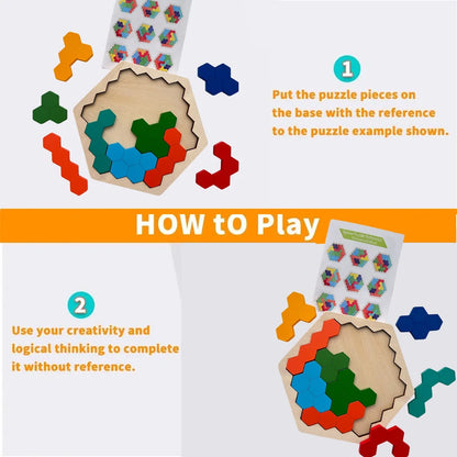 Wooden Tangram Jigsaw DIY Puzzle Kids Learning Educational Toys for Children Thinking Training Wood Toy Puzzles Montessori Games