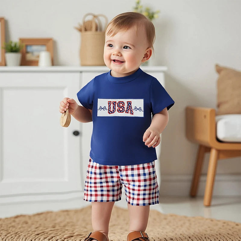Toddler Patriotic Embroidered Outfit