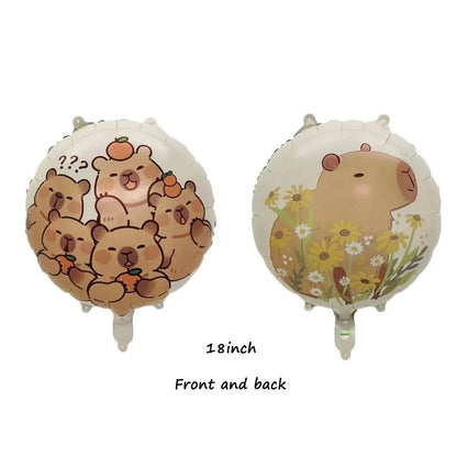 1set Cartoon Animal Capybara Aluminum Foil Balloon Set Child Birthday Party Decoration Foil Balloon Baby Shower Gift Supplies