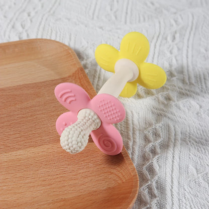 New 2 in 1 Baby Silicone Flower Teether - Safe & Soft Chewing Toy for Soothing Sore Gums, BPA-Free, Easy-to-Hold Teething toy