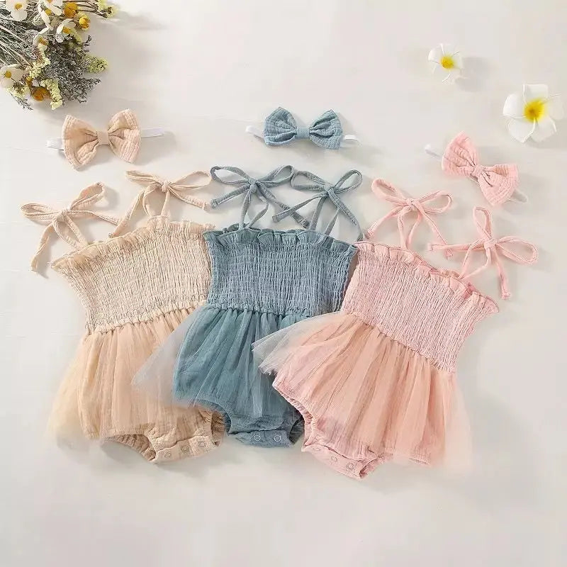 Baby Sleeveless Ruffle Romper Set