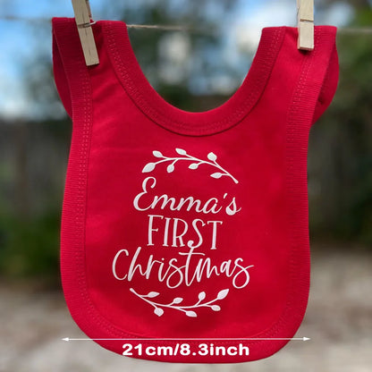 Personalized name First Christmas Baby Bib New Year gifts for newborns Winter holiday baby atmosphere accessories Baby shower