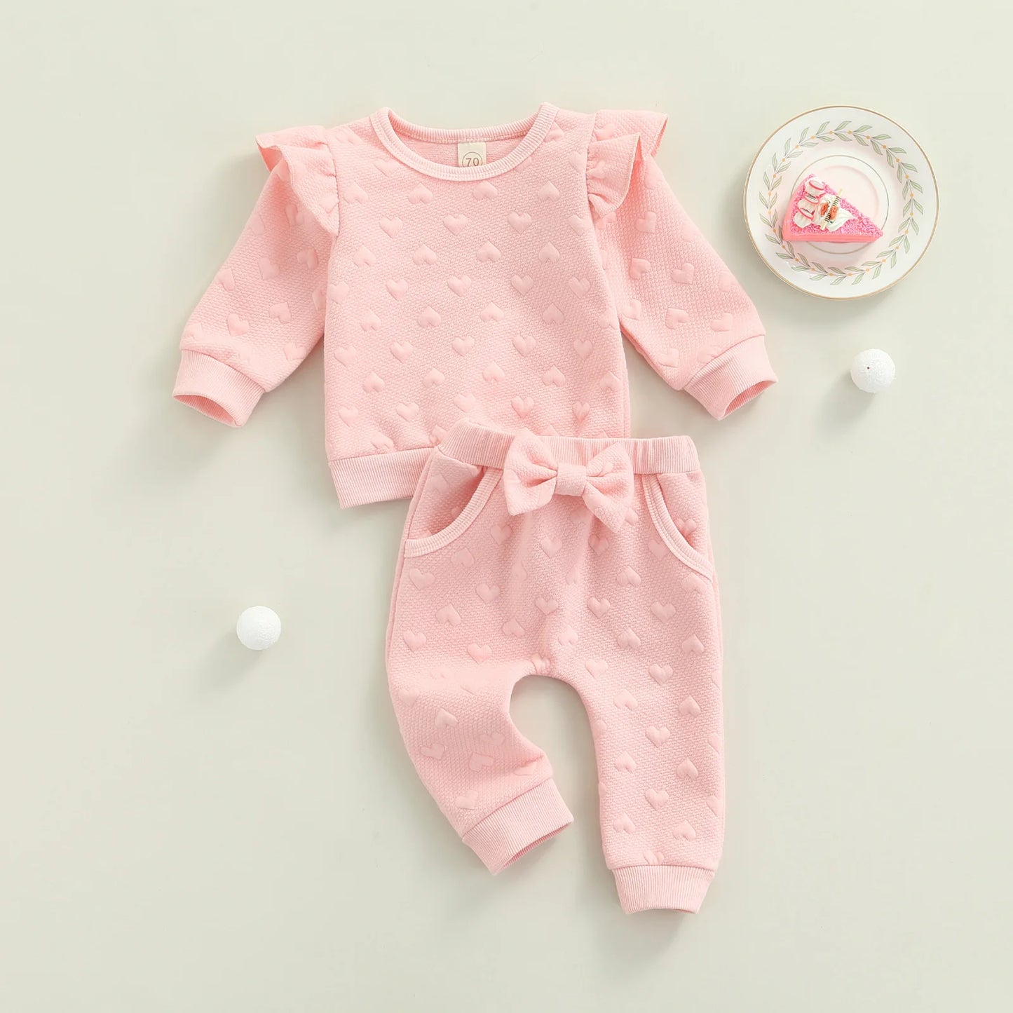 Autumn Baby Girl Heart Print Set