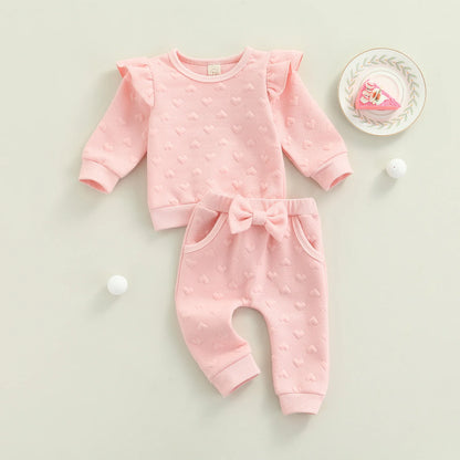 Autumn Baby Girl Heart Print Set